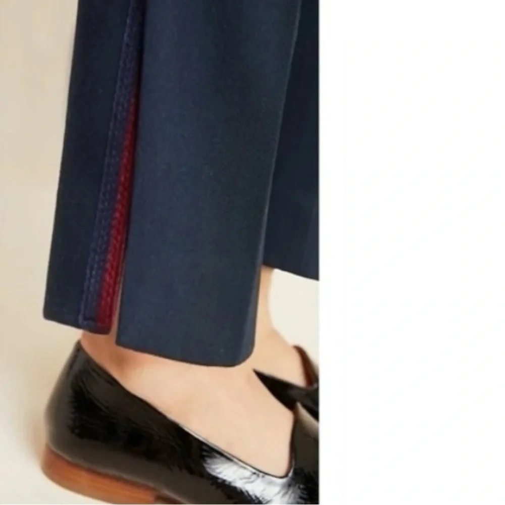 Anthropologie Navy Blue Copley Tapered Leg Pleated Trouser Pants size XS